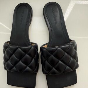 Bottega Veneta Black Quilted Leather Slide Mules